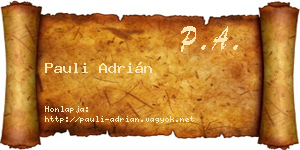 Pauli Adrián névjegykártya